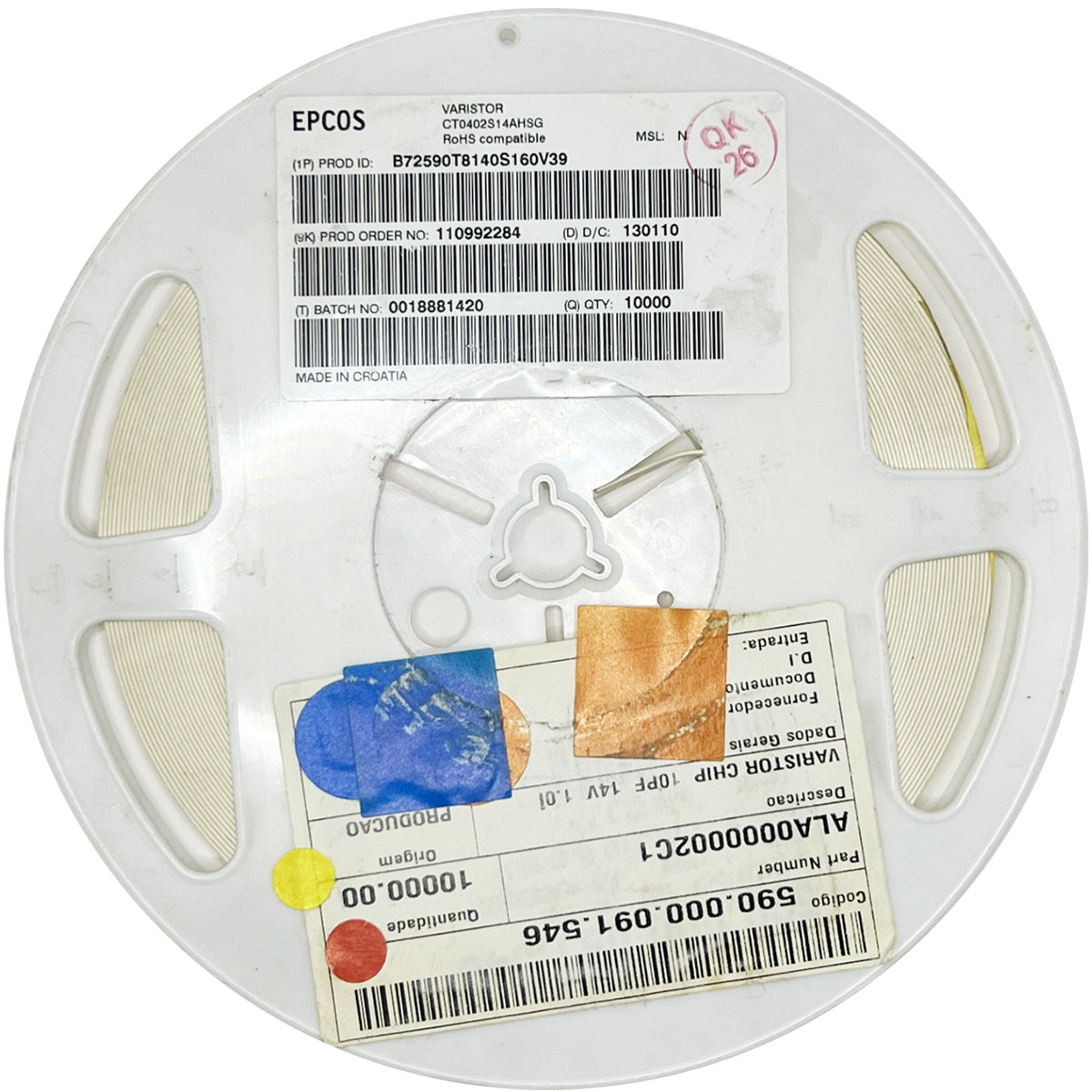 Varistor B72590T8140S160V39 SMD 8.14 mm 140V EPCOS 10.000pcs